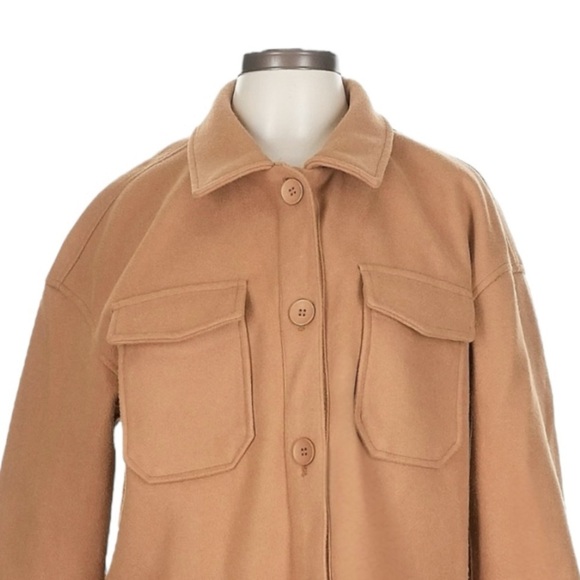 Avec Les Filles Camel Oversized Shacket Jacket Small NWOT Nordstrom Trendy Coat - Picture 3 of 8